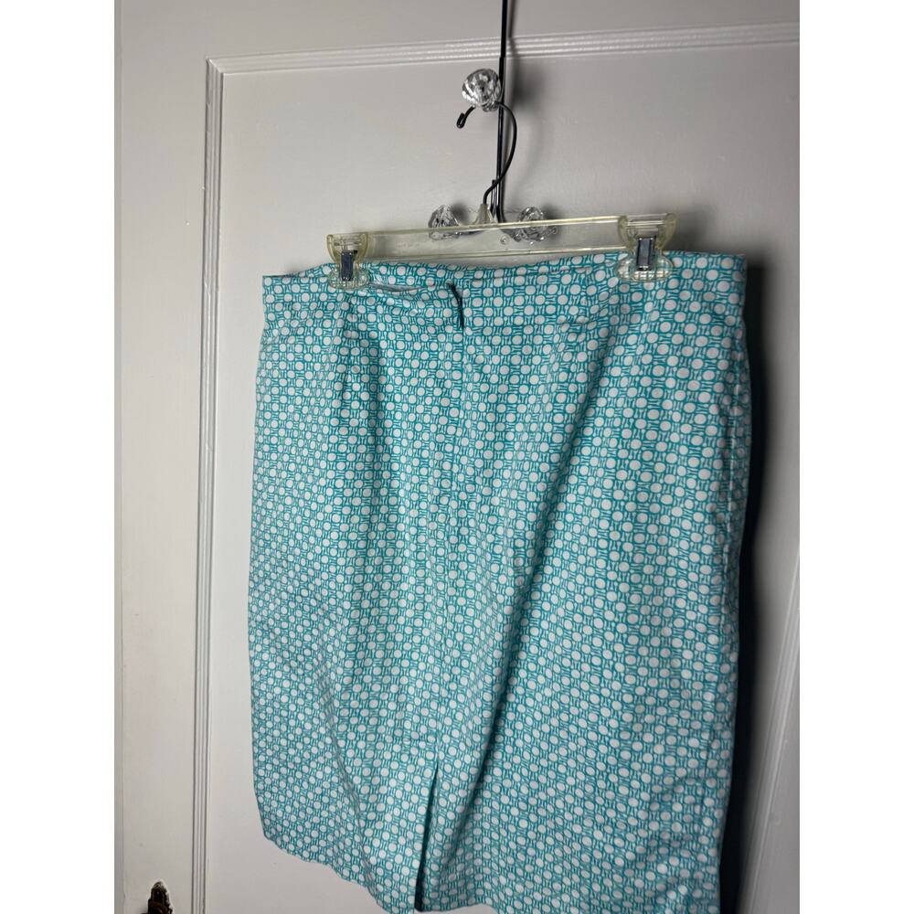 Talbots Skirt Women's 12 Blue White Summer Picnic Straight Skirt Stretch Preppy - Picture 7 of 7